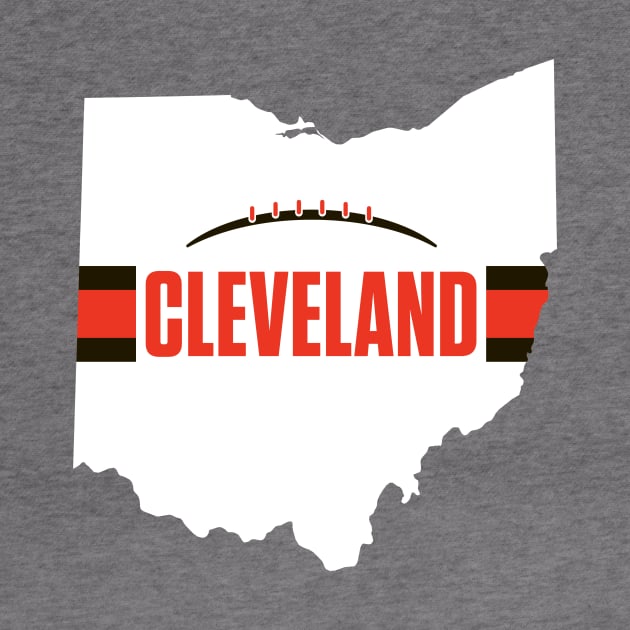 Cleveland Football Ohio Outline White T-Shirt by SportsAndGeekUnique